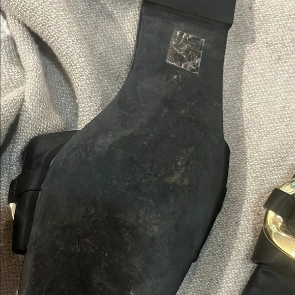 Jeffrey Campbell Black and Gold Sandals with Elegant Design size 10 square heel - Picture 4 of 8